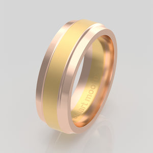 stuart moore multi 19 round wedding band in 18k rose gold + 18k yellow gold