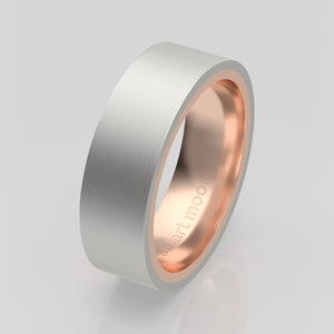 stuart moore multi 1 round wedding band in 950 platinum + 18k rose gold