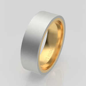 stuart moore multi 1 round wedding band in 950 platinum + 18k yellow gold