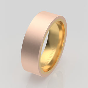 stuart moore multi 1 round wedding band in 18k rose gold + 18k yellow gold