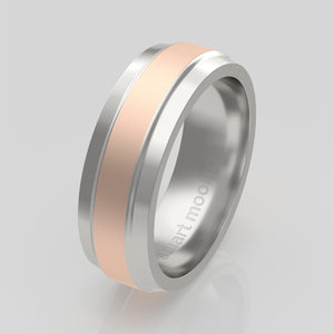 stuart moore multi 20 round wedding band in 950 platinum + 18k rose gold