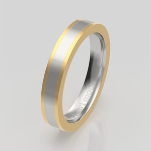 stuart moore multi 21 round wedding band in 950 platinum + 18k yellow gold
