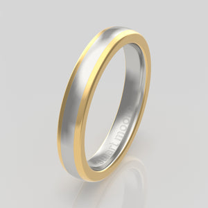 stuart moore multi 22 round wedding band in 950 platinum + 18k yellow gold