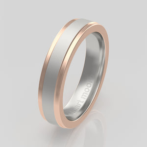 stuart moore multi 23 round wedding band in 950 platinum + 18k rose gold
