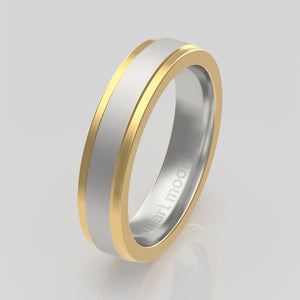 stuart moore multi 23 round wedding band in 950 platinum + 18k yellow gold