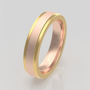 stuart moore multi 23 round wedding band in 18k rose gold + 18k yellow gold