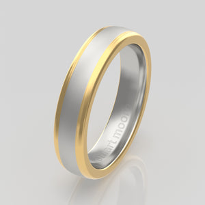 stuart moore multi 24 round wedding band in 950 platinum + 18k yellow gold