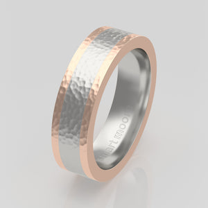 stuart moore multi 25 round wedding band in 950 platinum + 18k rose gold