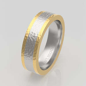 stuart moore multi 25 round wedding band in 950 platinum + 18k yellow gold