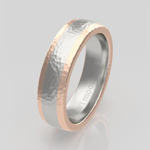 stuart moore multi 26 round wedding band in 950 platinum + 18k rose gold