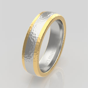 stuart moore multi 26 round wedding band in 950 platinum + 18k yellow gold