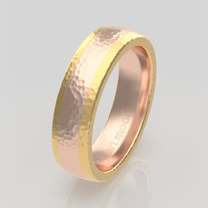stuart moore multi 26 round wedding band in 18k rose gold + 18k yellow gold