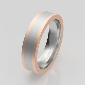 stuart moore multi 27 round wedding band in 950 platinum + 18k rose gold