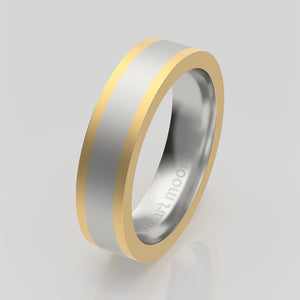 stuart moore multi 27 round wedding band in 950 platinum + 18k yellow gold