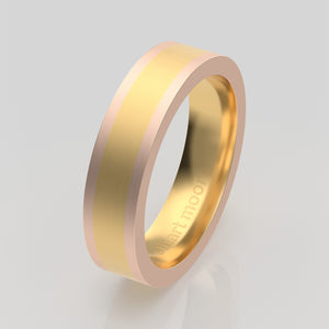 stuart moore multi 27 round wedding band in 18k yellow gold + 18k rose gold