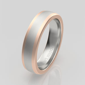 stuart moore multi 28 round wedding band in 950 platinum + 18k rose gold
