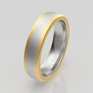 stuart moore multi 28 round wedding band in 950 platinum + 18k yellow gold