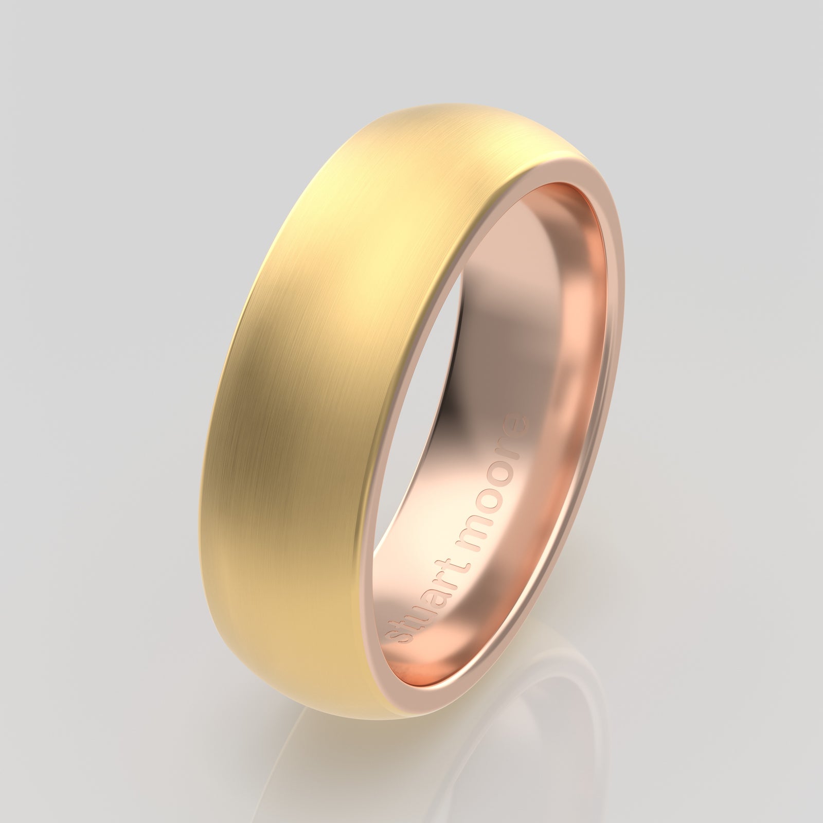 stuart moore multi 2 round wedding band in 18k yellow gold + 18k rose gold
