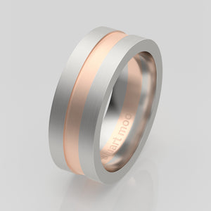 stuart moore multi 31 round wedding band in 950 platinum + 18k rose gold
