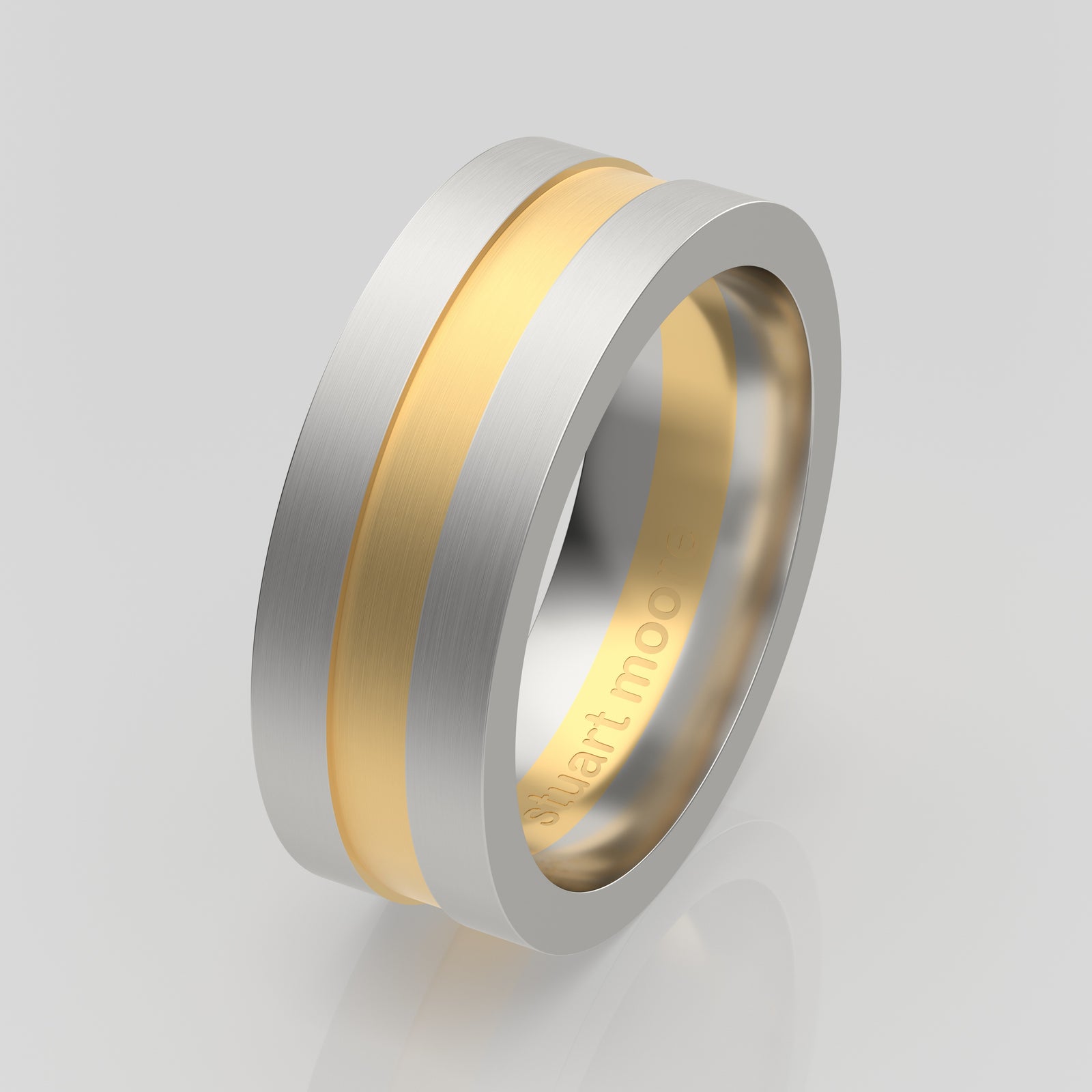 stuart moore multi 31 round wedding band in 950 platinum + 18k yellow gold