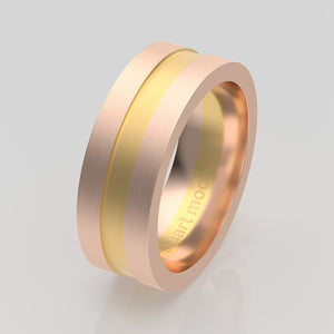 stuart moore multi 31 round wedding band in 18k rose gold + 18k yellow gold
