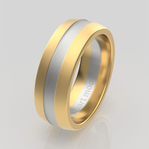 stuart moore multi 32 round wedding band in 18k yellow gold + 950 platinum