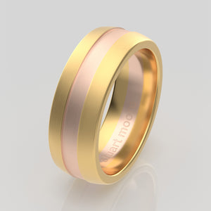 stuart moore multi 32 round wedding band in 18k yellow gold + 18k rose gold