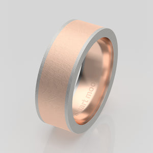 stuart moore multi 35 round wedding band in 950 platinum + 18k rose gold