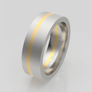 stuart moore multi 37 round wedding band in 950 platinum + 18k yellow gold
