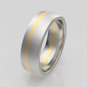 stuart moore multi 38 round wedding band in 950 platinum + 18k yellow gold