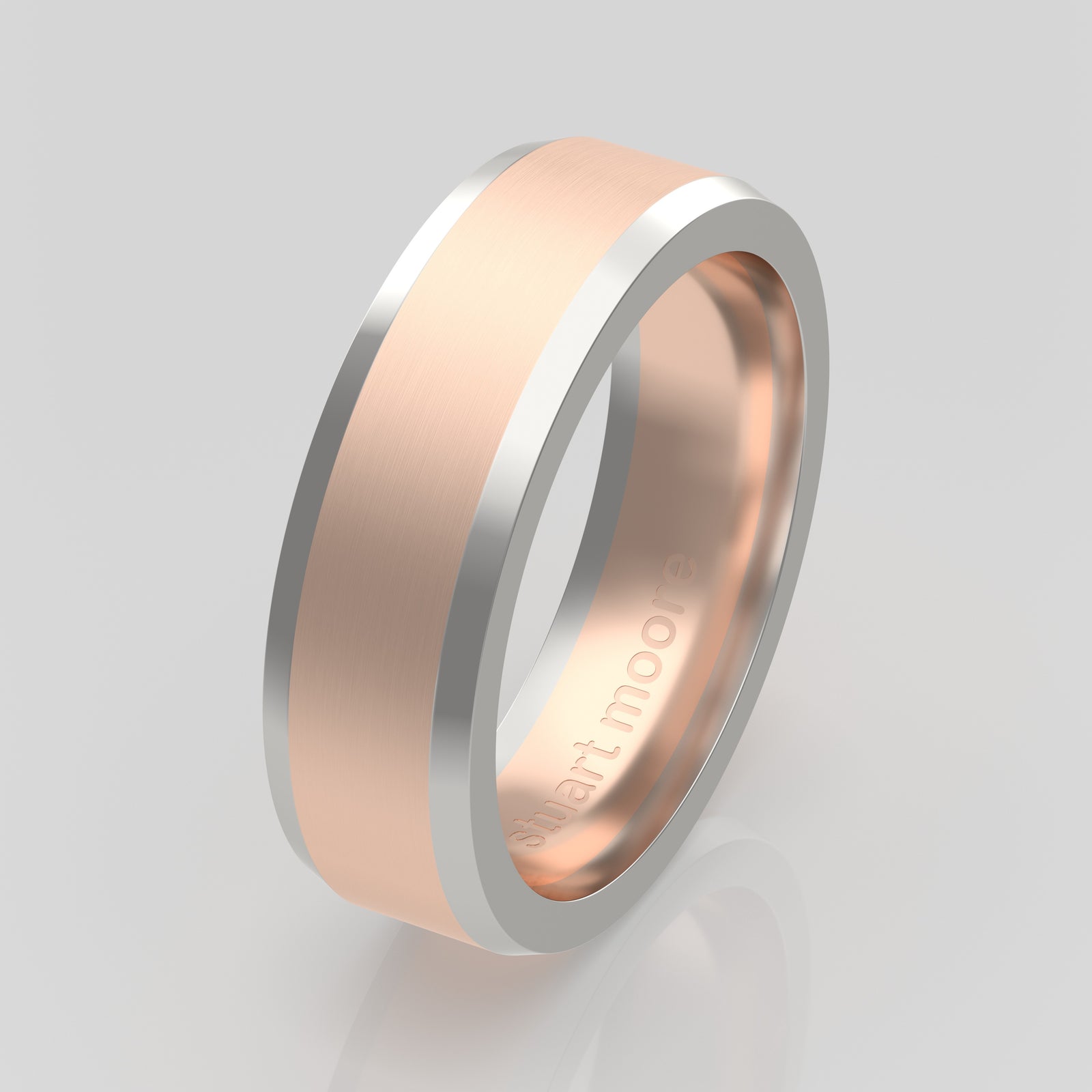 stuart moore multi 43 round wedding band in 18k rose gold + 950 platinum