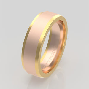 stuart moore multi 43 round wedding band in 18k rose gold + 18k yellow gold