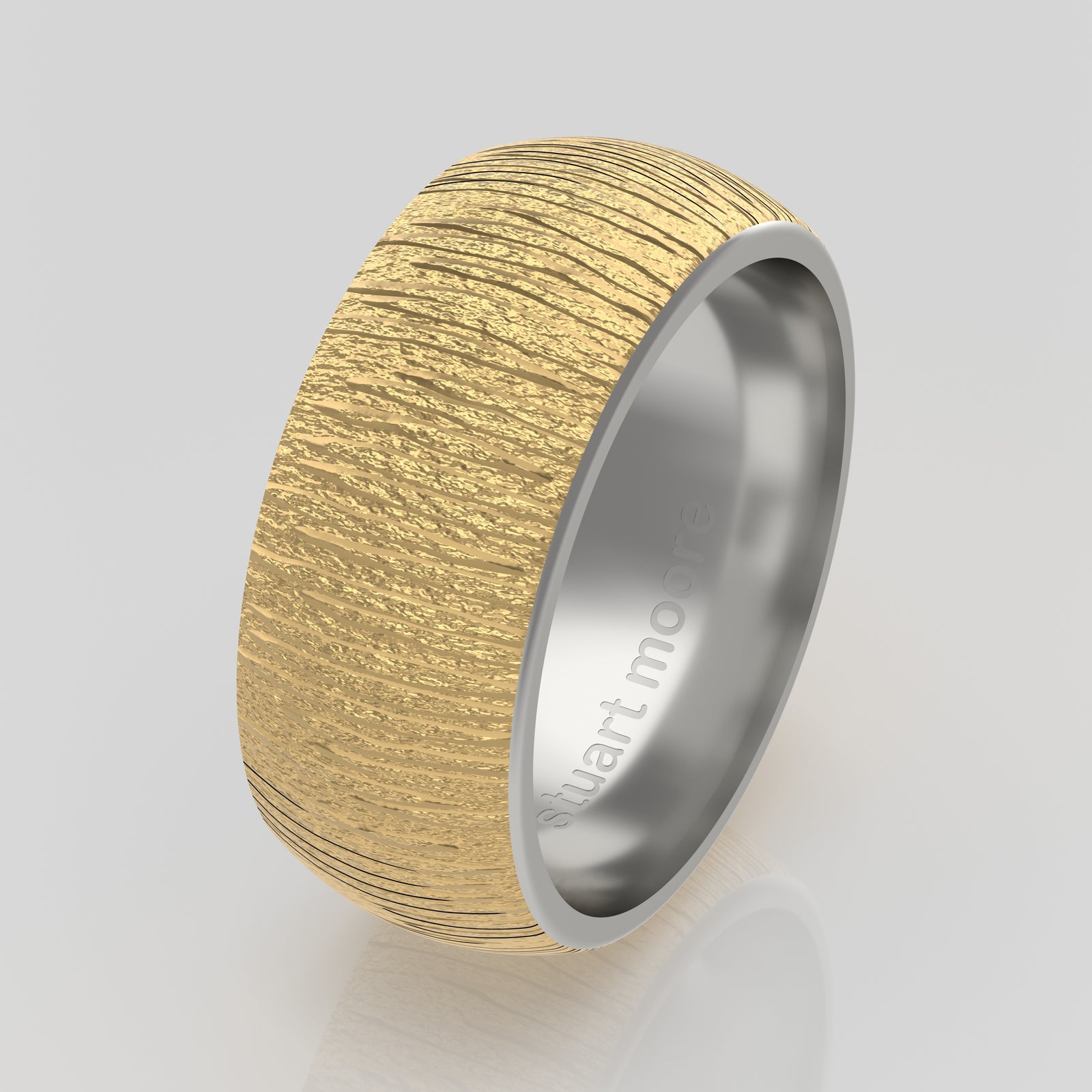 stuart moore multi 4 round wedding band in 18k yellow gold + 950 platinum