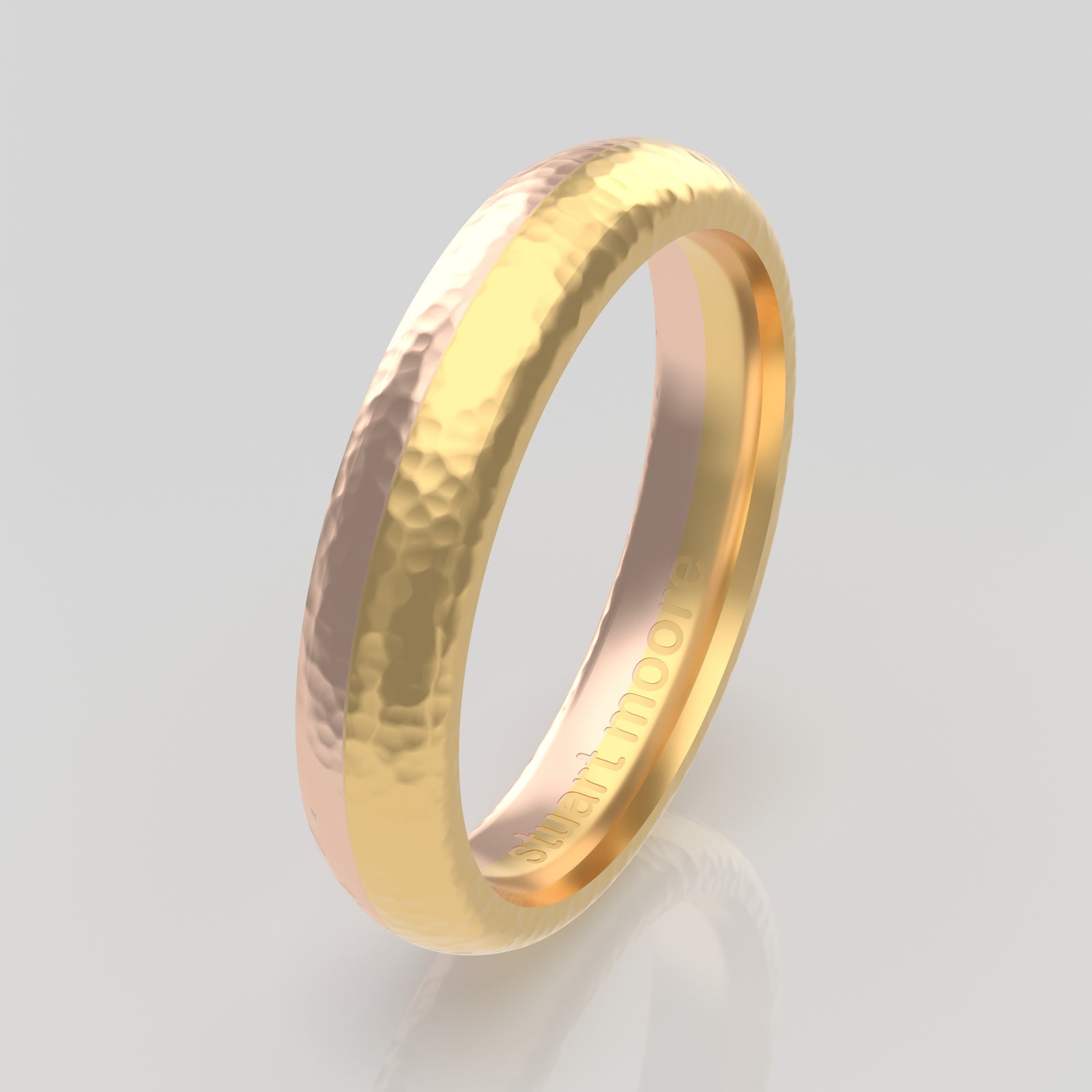 stuart moore multi 8 round wedding band in 18k yellow gold + 18k rose gold