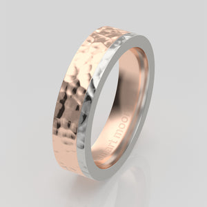 stuart moore multi 9 round wedding band in 950 platinum + 18k rose gold