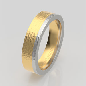stuart moore multi 9 round wedding band in 950 platinum + 18k yellow gold