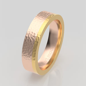 stuart moore multi 9 round wedding band in 18k yellow gold + 18k rose gold
